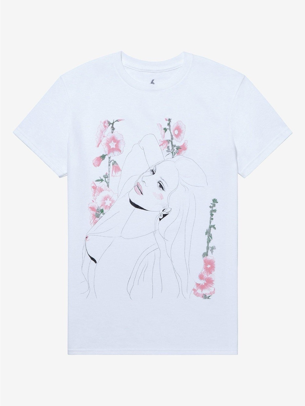 Lana Del Rey Line Art Boyfriend Fit Women’s White T-Shirt Size: Large